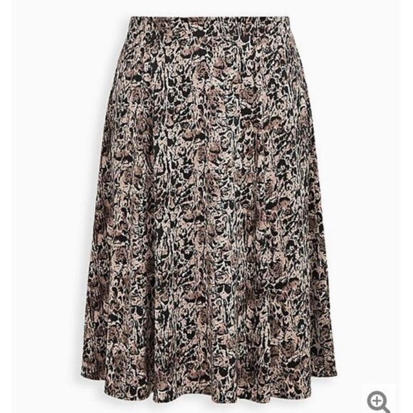 Torrid Woodland Print Satin A-Line Midi Skirt - Picture 4 of 5